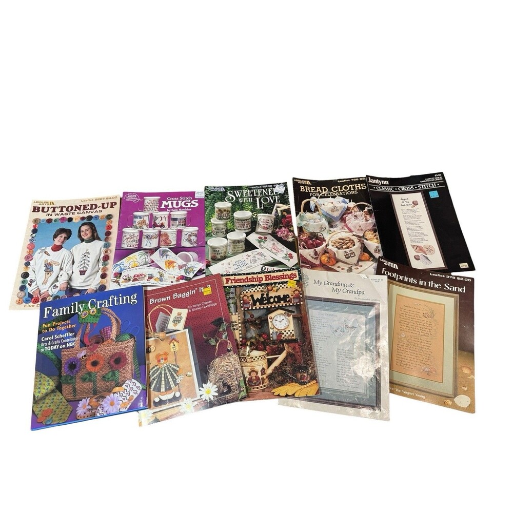 Counted Cross Stitch Pattern Books & Leaflets Lot Of 10